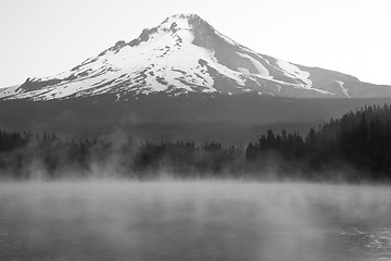 Image showing Misty Lake with Mount Hood