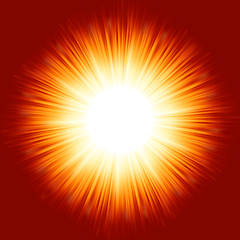 Image showing Bright background with rays in orange color. EPS 8