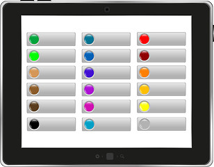 Image showing Tablet PC with abstract background and icons
