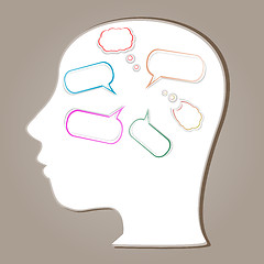 Image showing Abstract speaker silhouette with bubbles in the head