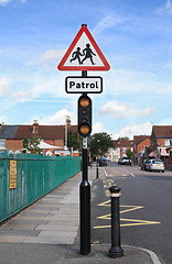 Image showing School patrol warning sign