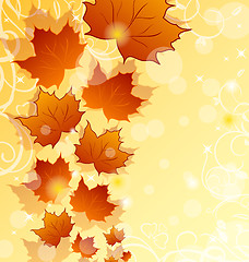 Image showing Autumn floral background with maple leaves