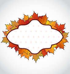 Image showing Autumnal card with colorful maple leaves