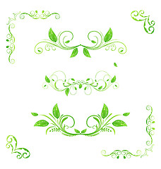 Image showing Set green floral elements with eco leaves isolated (2)