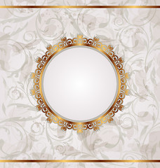 Image showing Golden retro frame, seamless floral texture