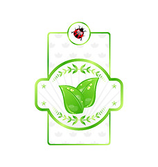 Image showing Natural eco label with green leaves for packing product