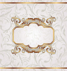 Image showing Golden retro frame, seamless floral texture