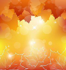 Image showing Autumn orange background with maple leaves