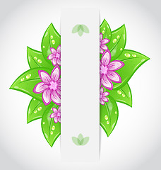 Image showing Bio concept design eco friendly banner with green leaves and flo