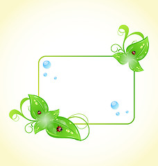 Image showing Eco friendly frame with green leaves and ladybugs