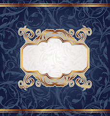 Image showing Golden retro emblem, seamless floral texture