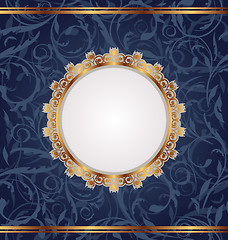 Image showing Golden retro frame, seamless floral texture