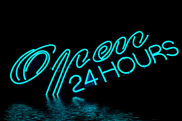 Image showing open bar restaurant neon sign