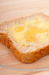 Image showing bread butter and honey