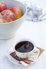 Image showing Mulled wine and christmas apples