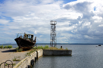 Image showing Mooring and sky