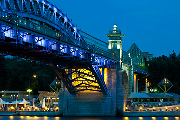 Image showing Andreevsky  Bridge in to night