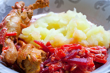 Image showing mashed potatoes with chicken leg