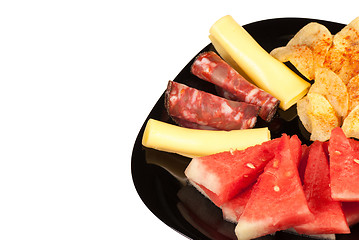 Image showing Melon with cold meat