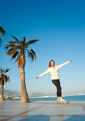 Image showing Beach promenade skating