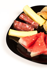 Image showing Melon with cold meat