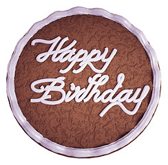 Image showing Happy birthday: top view of cake with greeting words