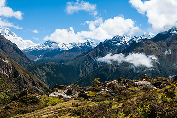 Image showing Ama Dablam and Lhotse peaks: Himalaya landscape