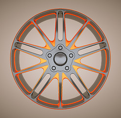 Image showing Alloy disc or wheel of sportcar