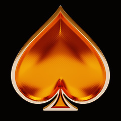 Image showing Card suits: golden spades over black