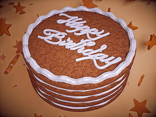 Image showing congratulation: birthday cake and stars