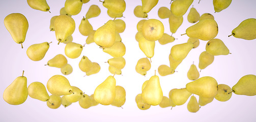 Image showing Healthy eating: Tasty pears falling down