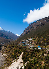 Image showing Himalayas Landscape: highland village and mountains