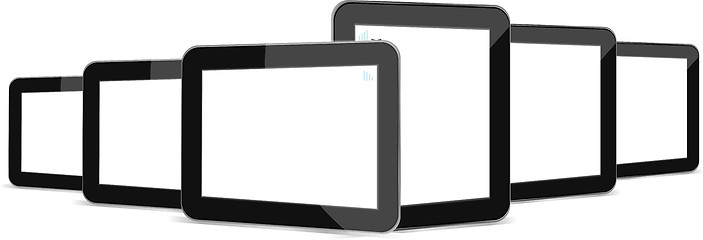 Image showing Black tablets set on white background