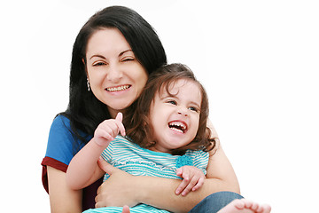 Image showing Closeup of happy young mother having fun with her daughter