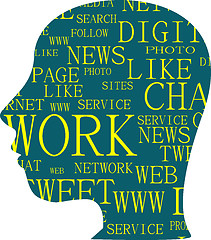 Image showing silhouette of head with the words of social networking