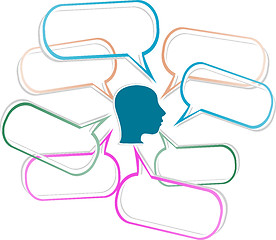 Image showing human head silhouette with emanating from it speech bubbles