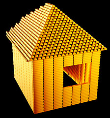 Image showing Expensive realty:: gold bars house shape 