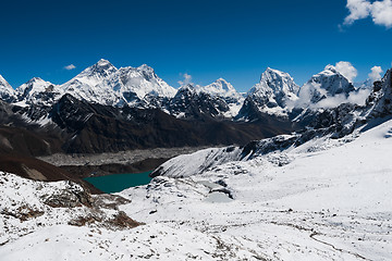 Image showing Peaks from Renjo Pass: Everest, Makalu, Lhotse, Cholatse