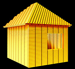 Image showing Valuable real estate: gold bars house shape