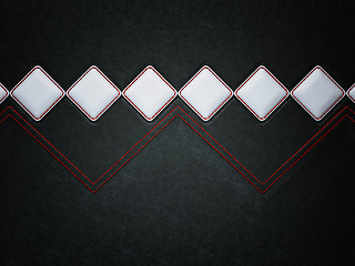 Image showing Black leather background with white rhombuses