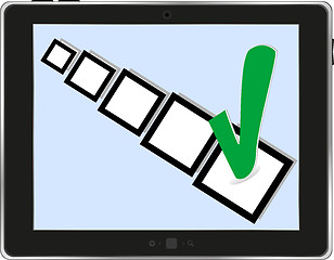 Image showing tablet pc with check box on white background