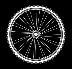 Image showing white bicycle wheels on black background