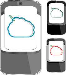 Image showing smart phone sets mobile handsets with abstract cloud on screen