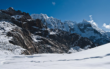 Image showing Crossing the Cho La pass in Himalayas