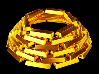 Image showing Success: gold bars or bullions isolated on black