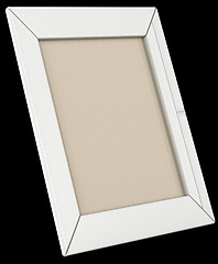 Image showing White leather photo frame isolated on black
