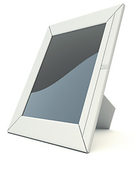 Image showing Empty leather photo frame on white 