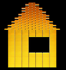 Image showing Costly realty: gold bars house shape 