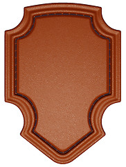 Image showing Brown stitched tag or label isolated over white