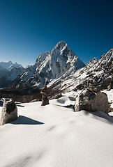 Image showing Cho La pass at daybreak in Himalayas